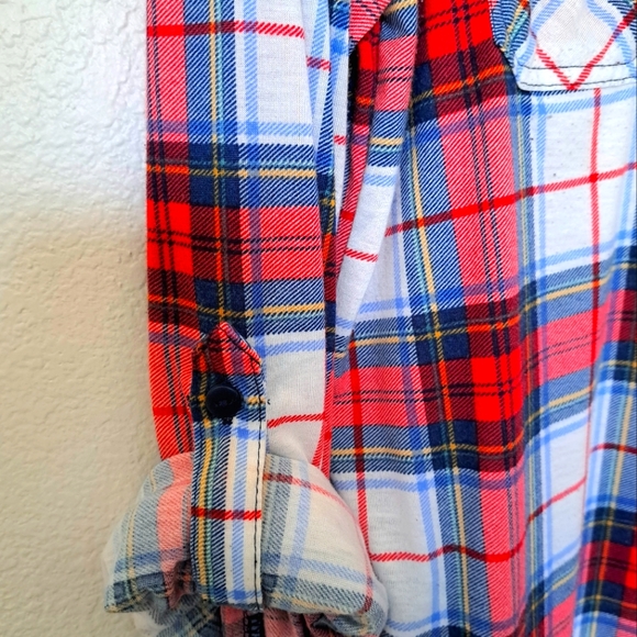 WOMEN'S 3/4 SLEEVE SHIRT TOP SIZE LARGE PLAID PASSPORT - Picture 5 of 6